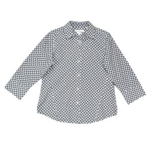 FoxCroft Easycare Button Up Top Womens Size M Black White 3/4 Sleeve Business